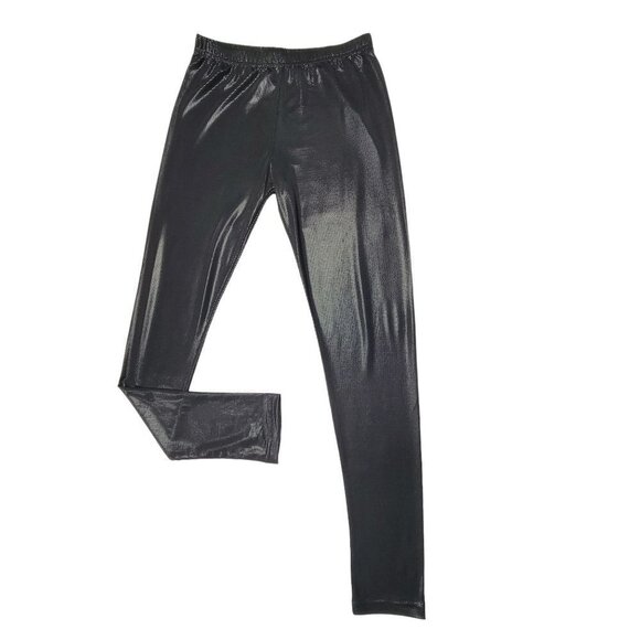 METALLIC Sheen Black Leggings -Size Small or Medium - Picture 1 of 6